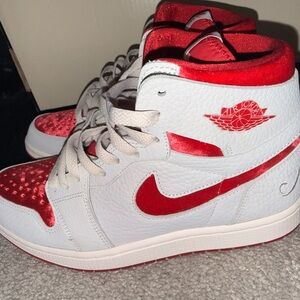 Valentines Day Jordan Women's Red and White Sneakers